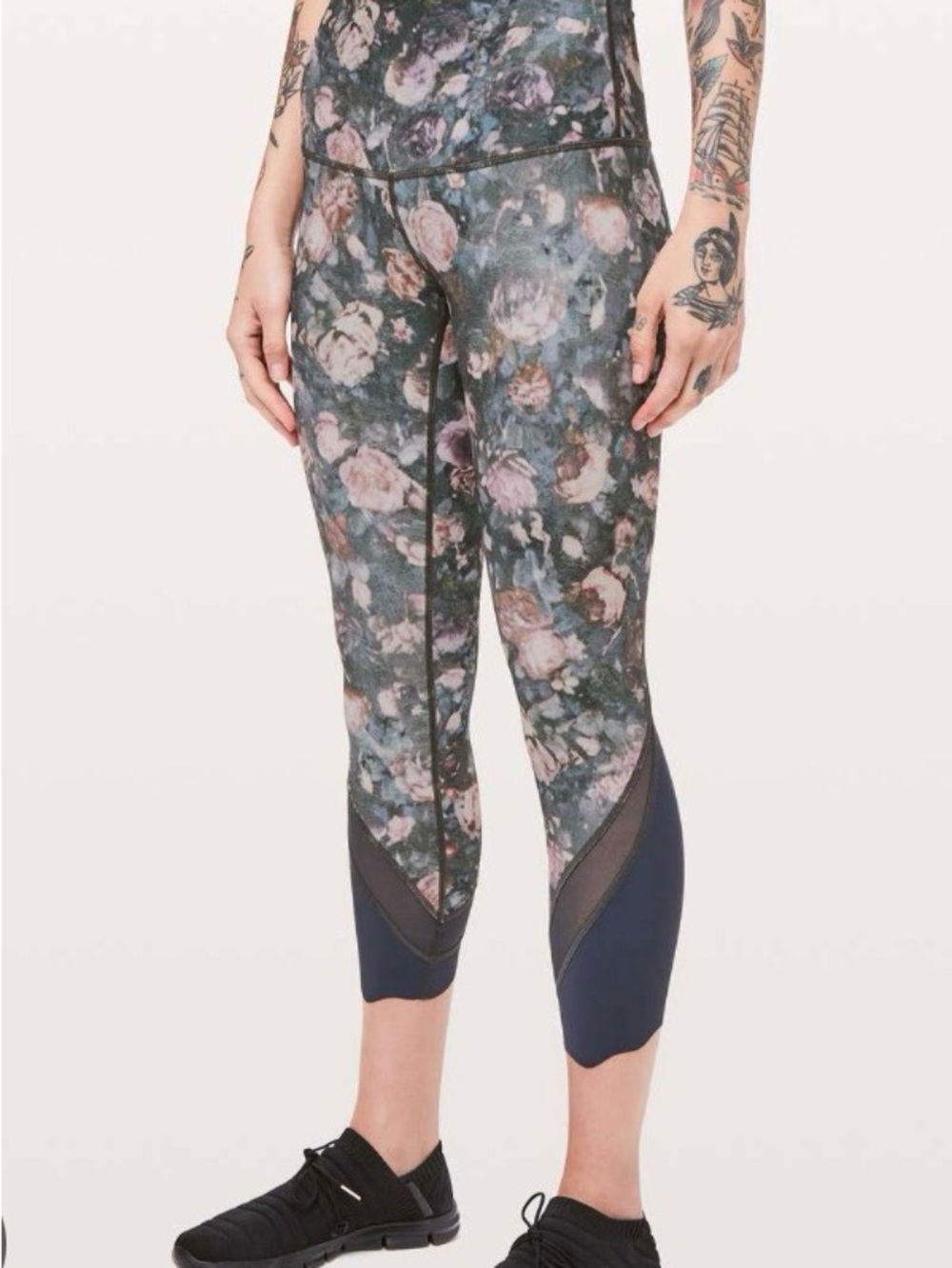 lululemon athletica Floral Capri Leggings with Mesh Insets